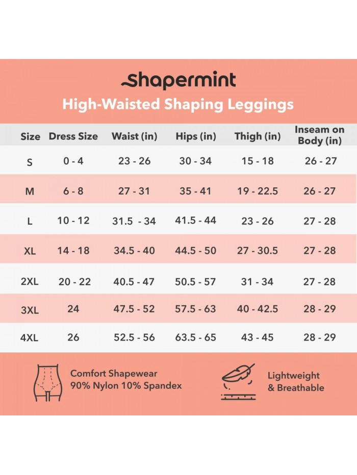 High Waisted Medium Compression Leggings - Shapewear for Women 