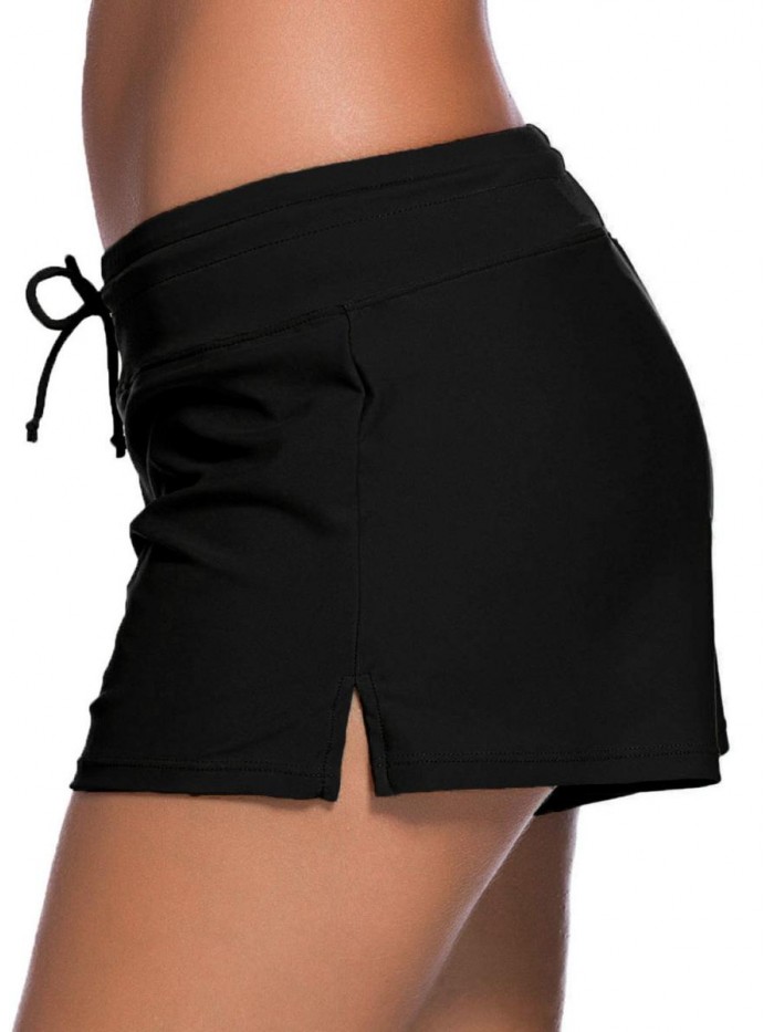 Women Sports Summer Bottom Slit Swim Beach Board Shorts 