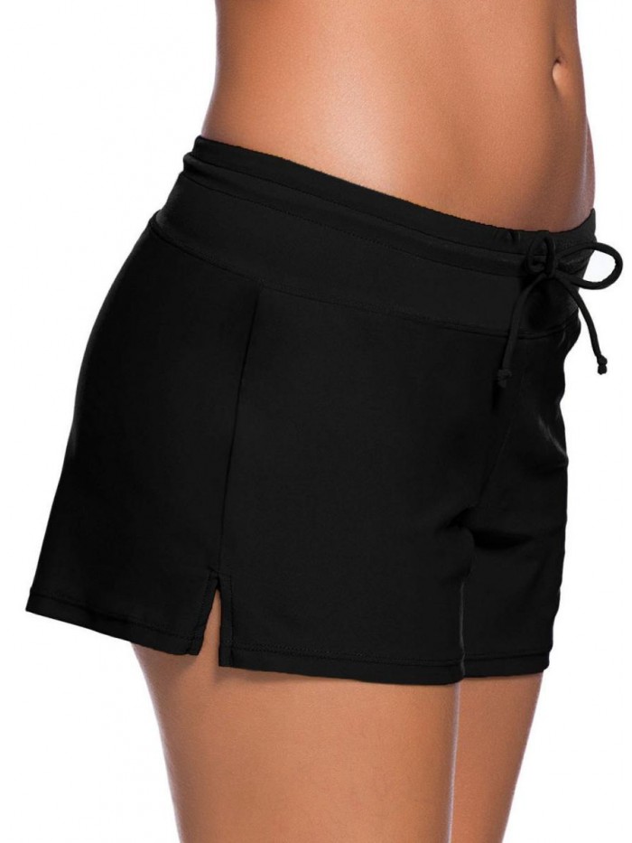 Women Sports Summer Bottom Slit Swim Beach Board Shorts 