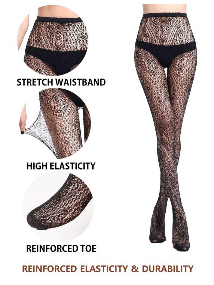 MONTE Women Patterned Fishnets Tights Small Hole Thigh High Sexy Stockings 