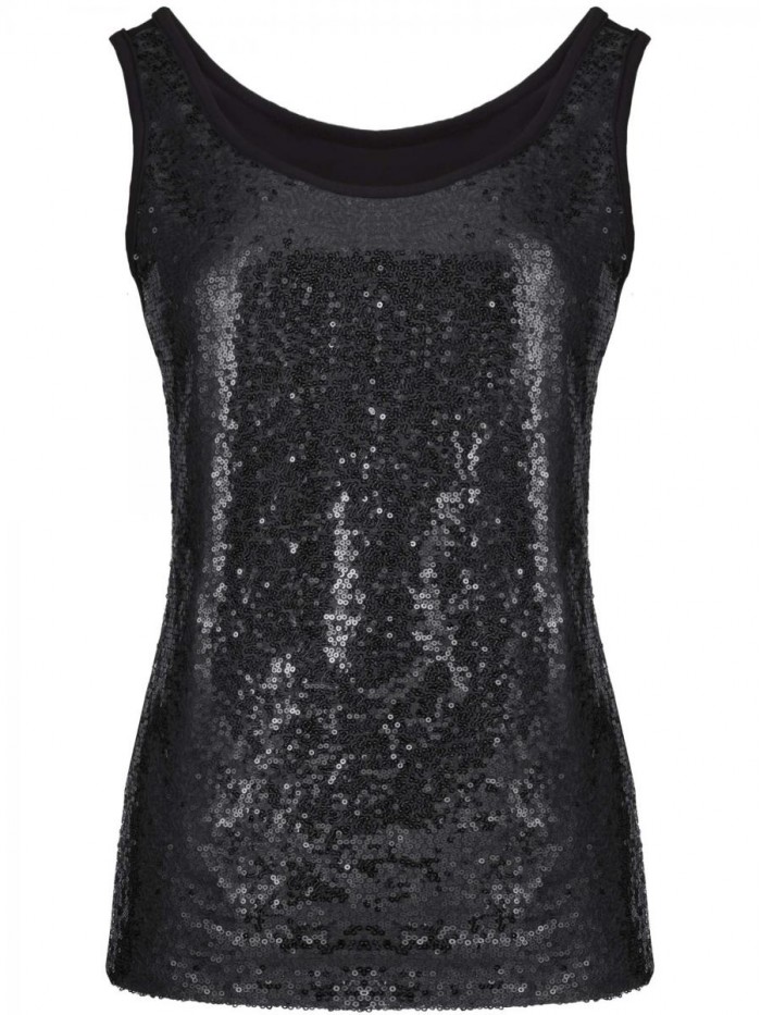 Sleeveless Shimmer Camisole Glitter Vest Sequin Tank Tops 