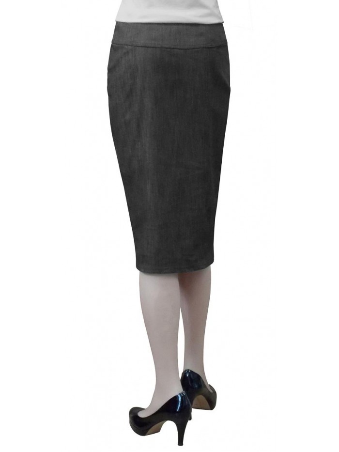 Women's Stretch Denim Panel Pencil Skirt 