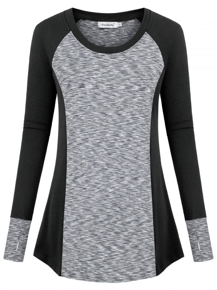 Women's Long Sleeve Hoodies Winter Workout Fitness Tops Exercise Shirt 