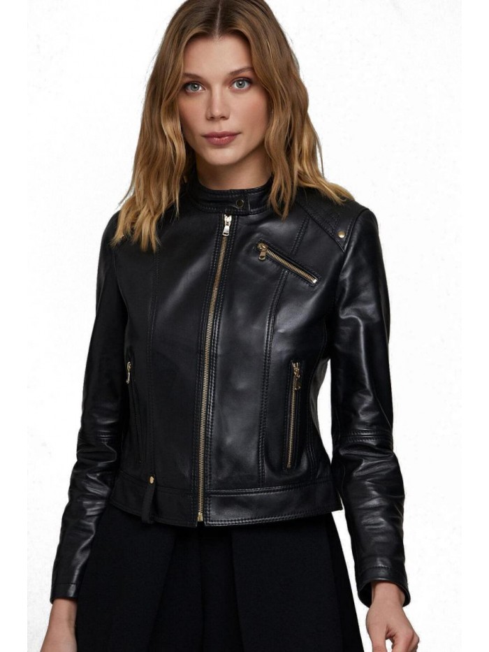 Lambskin Leather Sport Black Jacket 