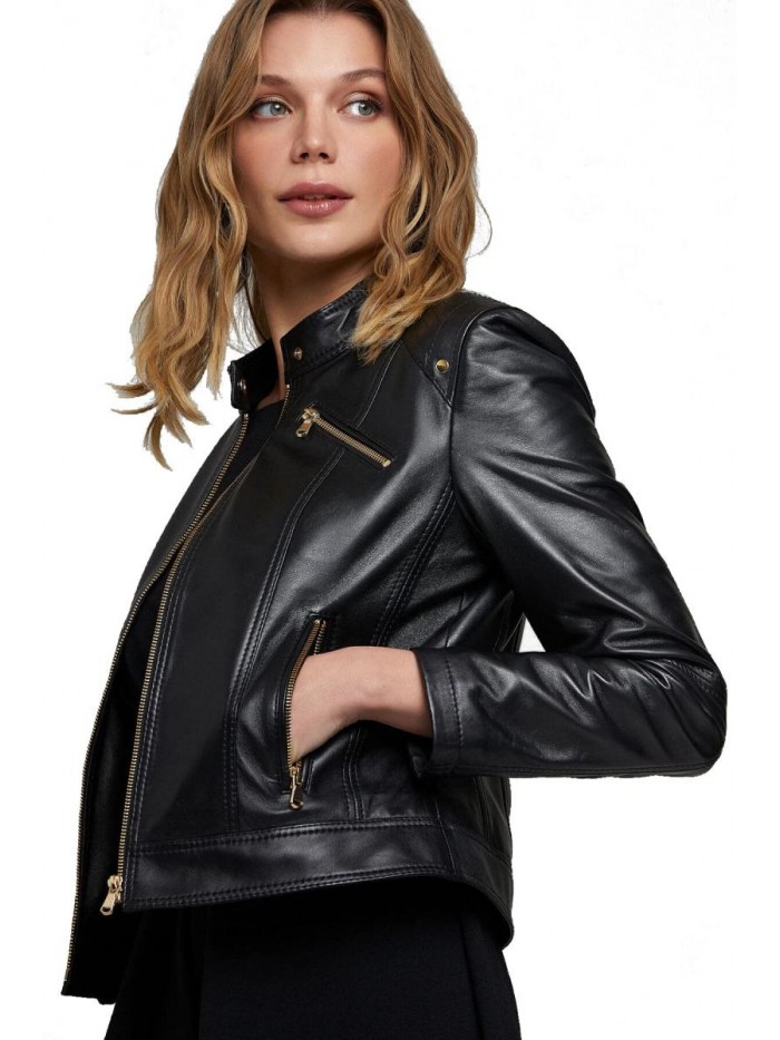 Lambskin Leather Sport Black Jacket 