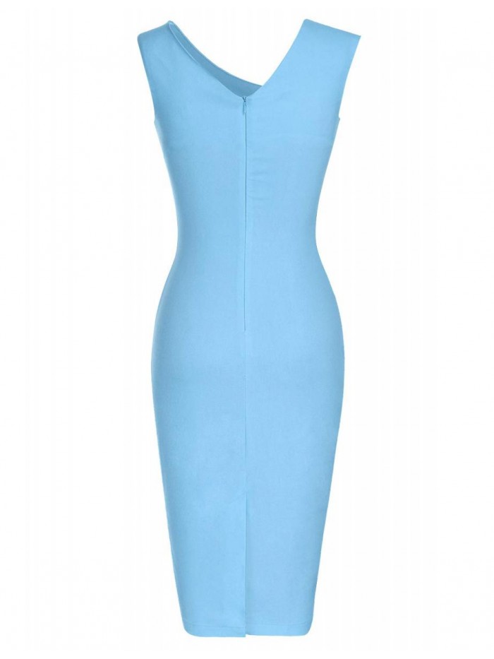 Women's Retro 1950s Style Sleeveless Slim Business Pencil Dress 