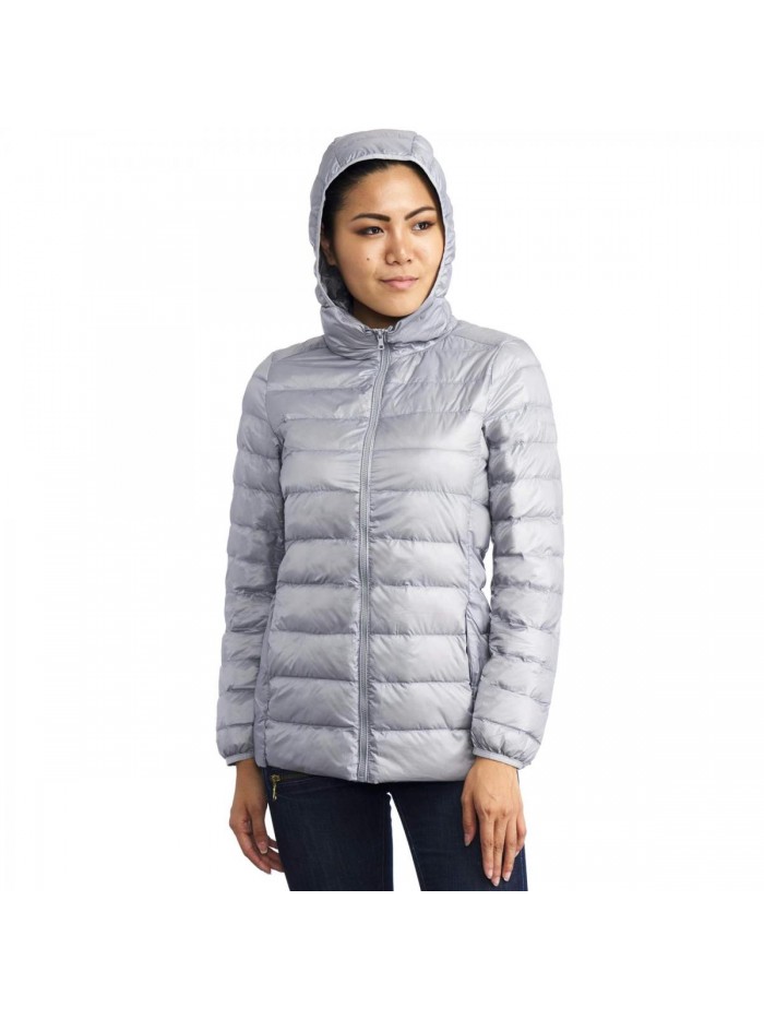 Swiss Eva Womens Down Alternative Puffer Jacket Hooded Light Packable Coat 