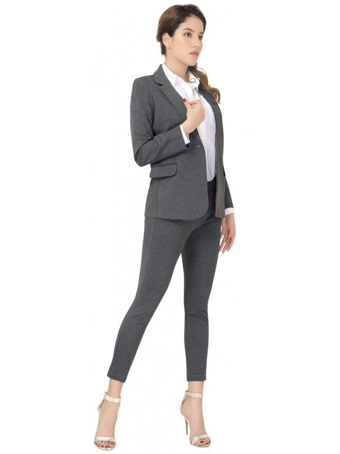 Women's Business Blazer Pant Suit Set for Work 