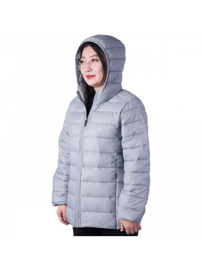 Swiss Eva Womens Down Alternative Puffer Jacket Hooded Light Packable Coat 