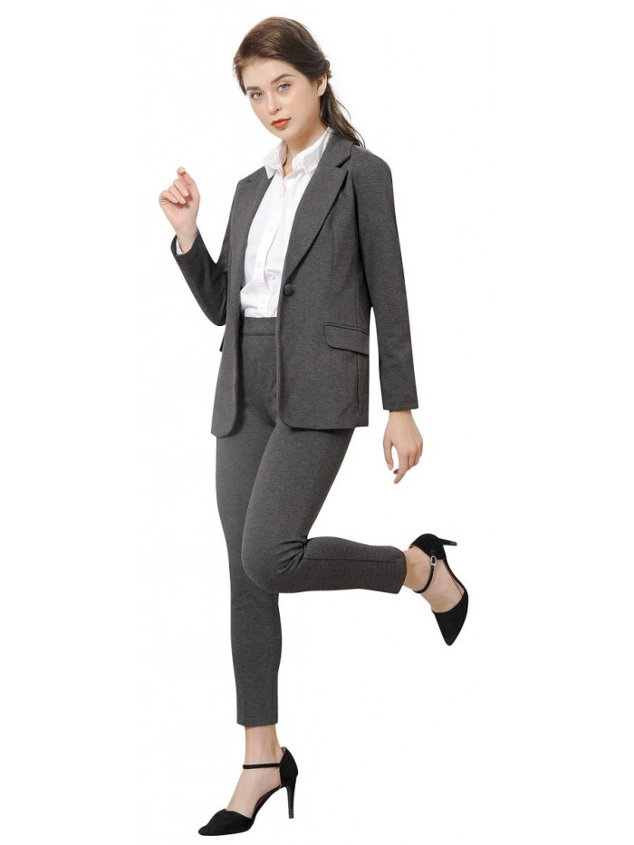 Women's Business Blazer Pant Suit Set for Work 