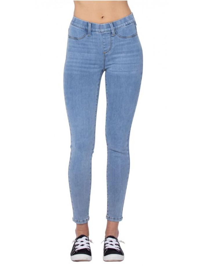 Blue Mid-Rise Pull-On Skinny Jeggings 