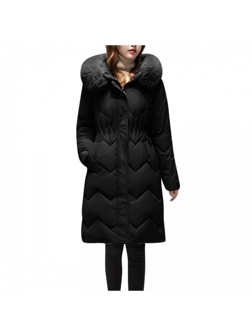 Women's Heavy Thickened Hooded Down Coat Winter Wa...