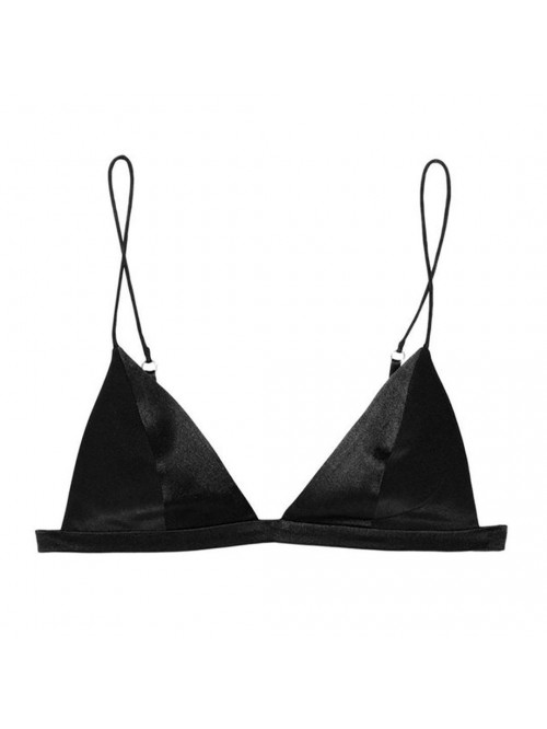 Women's Silk Satin Triangle Bralette Soft Cup Wire...