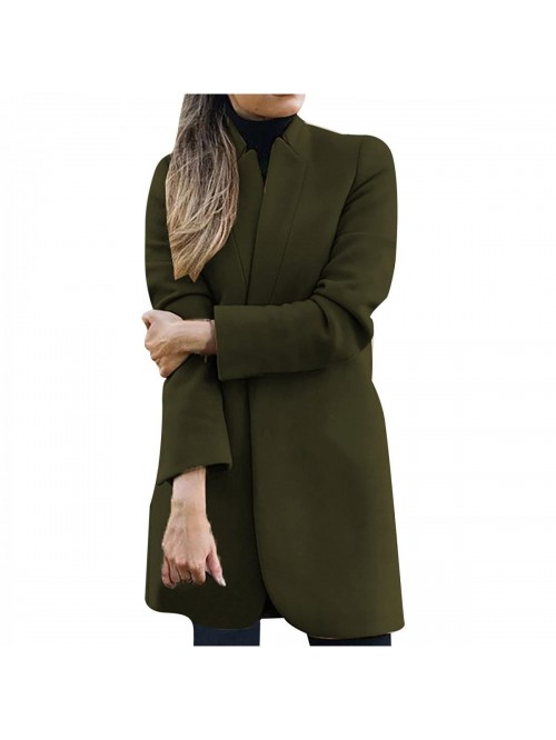 Women's Woolen Coat Autumn and Winter Long Sleeve ...