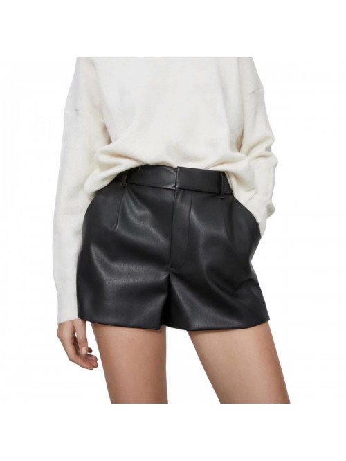 Autumn and Winter Fashion Women's Shorts Retro Pu ...