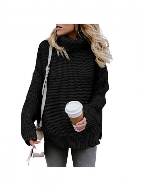 Turtleneck Sweater Pullover Loose Oversized Coarse...