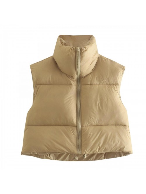 Women's Winter Crop Vest Puffer Lightweight Stand ...