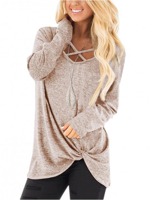 Womens Long Sleeves Tops V Neck Casual Fall Tunic ...