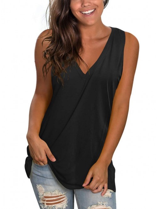 Women's Basic V Neck T Shirts Side Split Tunic Tan...