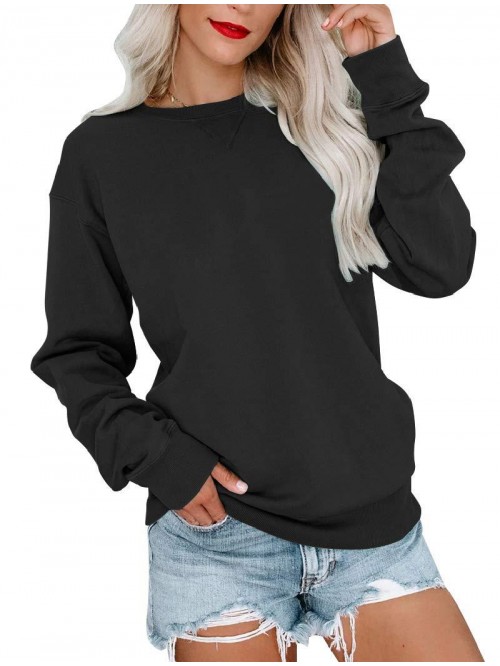 Womens Casual Long Sleeve Sweatshirt Crew Neck Cut...