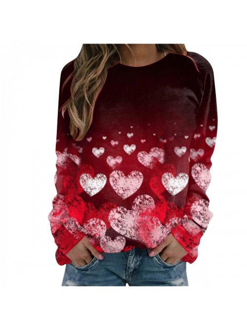 Heart Print Valentine's Day Sweatshirt Love Letter...