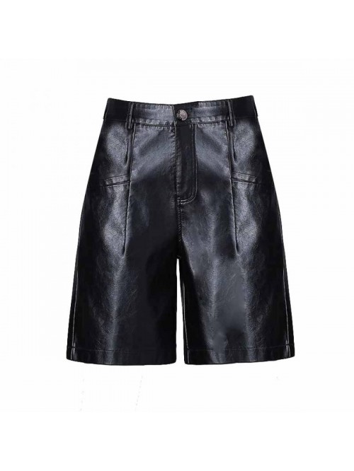 Fashion PU Leather Shorts Women's Autumn Winter Hi...