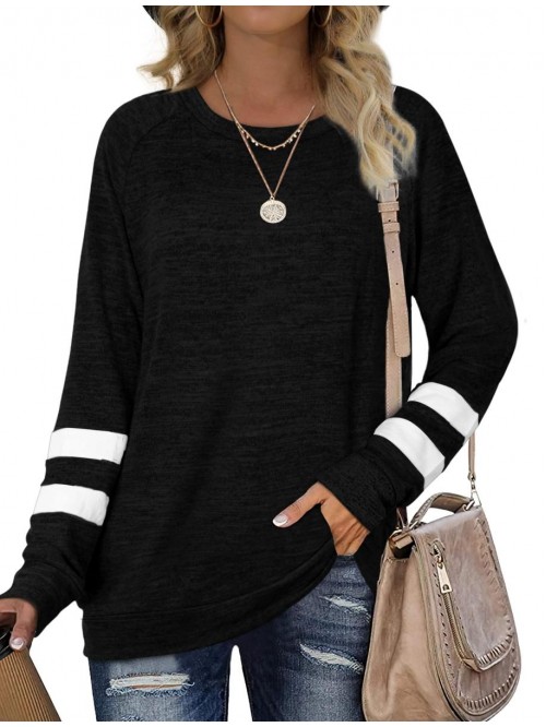 Sweatshirts for Women Crewneck Color Block Sweater...