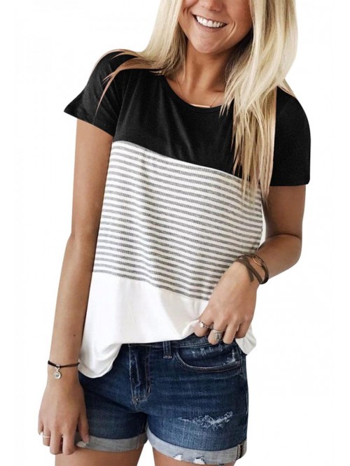 Round Neck Triple Color Block Stripe T-Shirt 