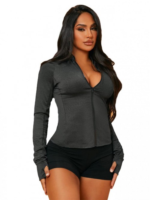 Women's Long Sleeve Zipper Workout Tops Sports Jac...