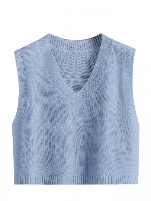 Women's Knit Sweater Vest Women Crop Y2K Sweater V...