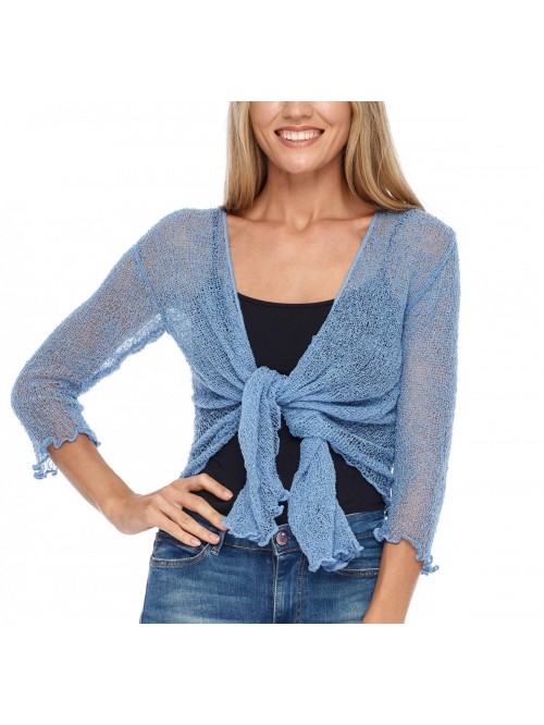 Womens Sheer Shrug Tie Top Open Front Cardigan Lig...