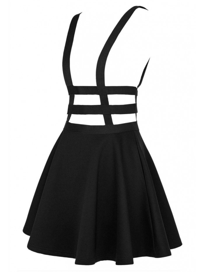 Women's Braces Skirt Pleated A-Line Suspender Mini Skirt 