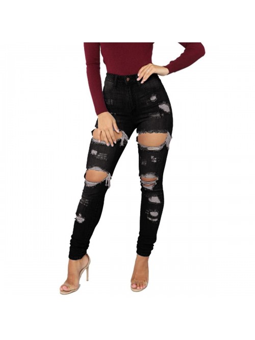 Women's Boyfriend Jeans Distressed Slim Fit Ripped...