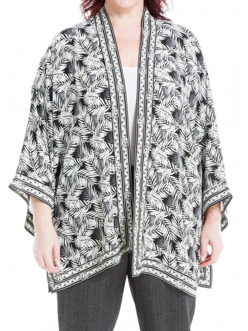 Studio Women's Plus Size Printed Open Front Kimono...