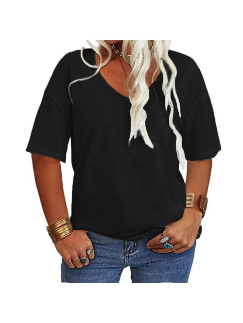 Plus Size Tops Summer Short Sleeve V Neck T Shirt ...