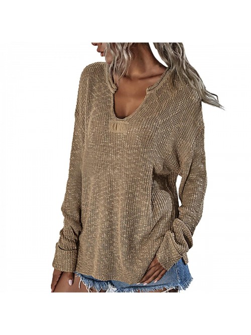 Loose Fitting Tops Casual Comfy V Neck Long Sleeve...