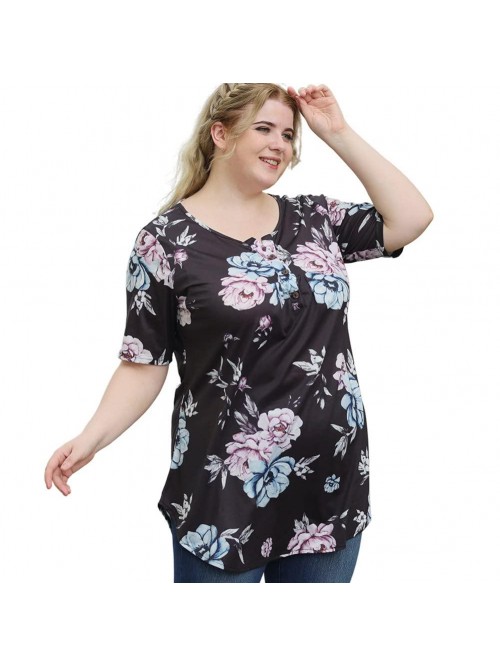 Plus Size Tunic Tops Casual Short Sleeve Loose T S...