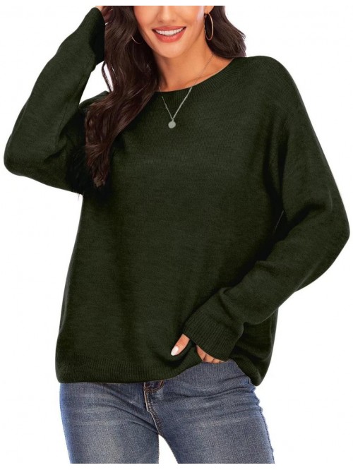 Oversized Crewneck Sweaters Long Sleeve Casual Sol...