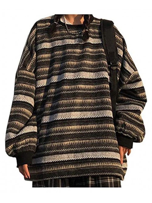 Oversized Striped Sweater Hip Hop Casual Jumper Kn...