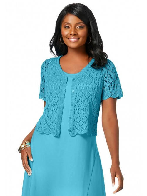 London Women's Plus Size Crochet Shrug 