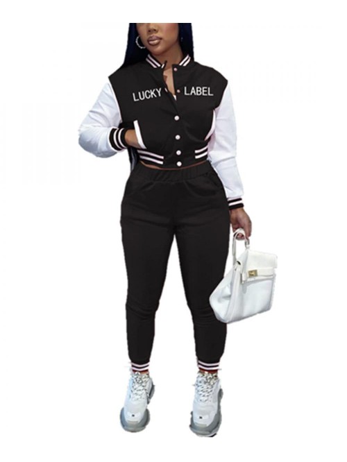 Varsity Sweatsuit Patchwork 2 Piece Outfit Tracksu...