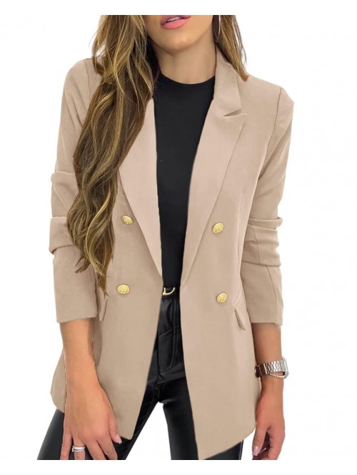 Women's Solid Color Casual Long Sleeve Lapel Blaze...