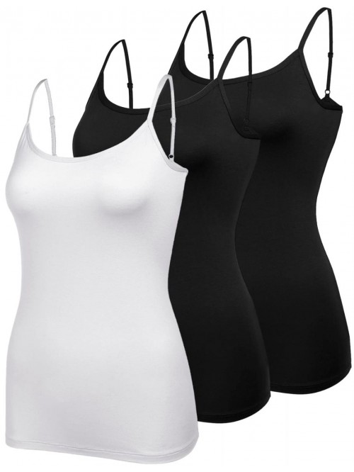 Women Adjustable Spaghetti Strap Tank Tops Basic S...