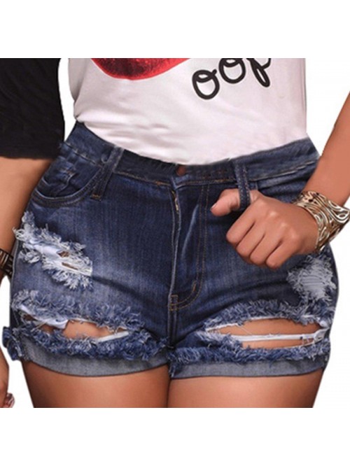 Women's Stretchy Denim Jean Shorts with Pockets 