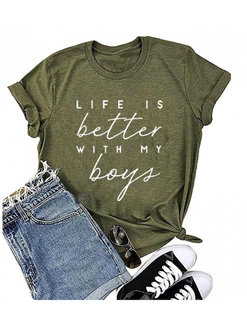 Life is Better with My Boys Shirt for Women Mom T ...