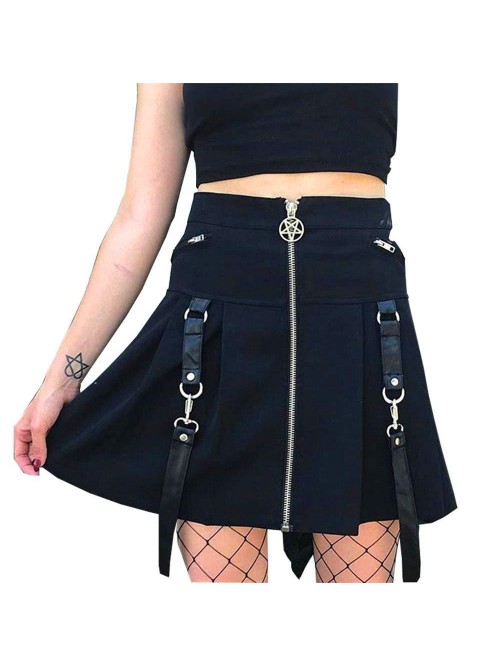 High Waisted Short A-line Flare Gothic Mini Black ...