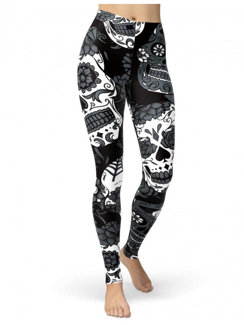 Women's Sugar Skull Leggings Buttery Soft Rose Pri...