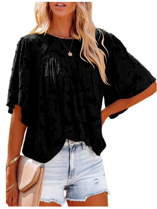 Women's Summer 3/4 Bell Sleeve Tee T Shirts Chiffo...