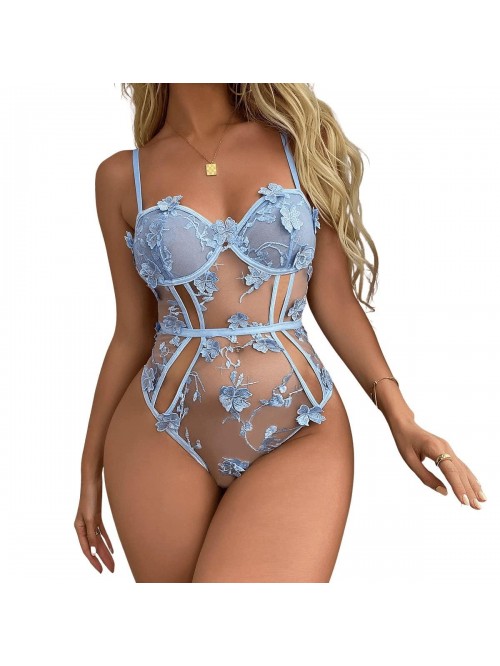 Women's Lace Underwire Teddy Bodysuit Lingerie Bab...