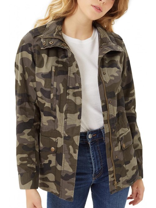 BOOMY Women's Zip Up Safari Military Anorak Jacket...